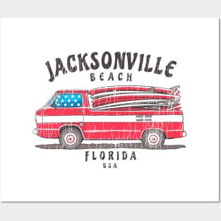 Jacksonville Beach, Florida Patriotic Surf Van Posters and Art